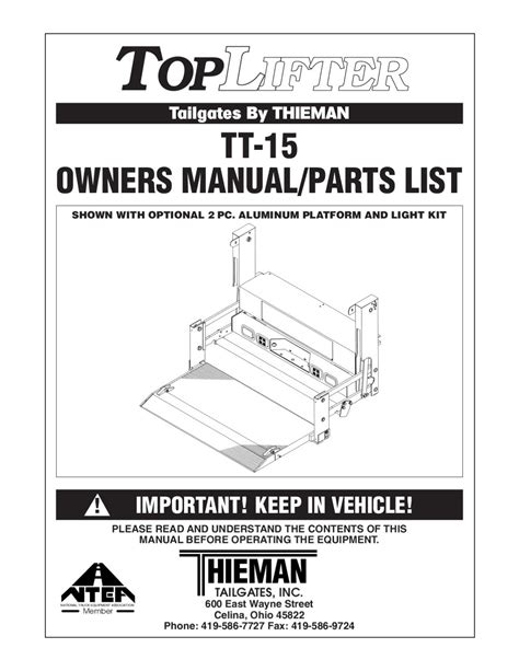 thieman liftgate parts catalog