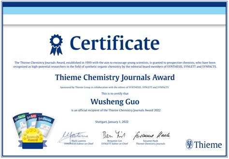 thieme chemistry journals award 2022
