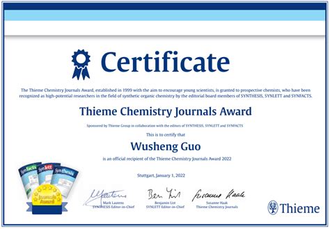 thieme chemistry journals award 2024