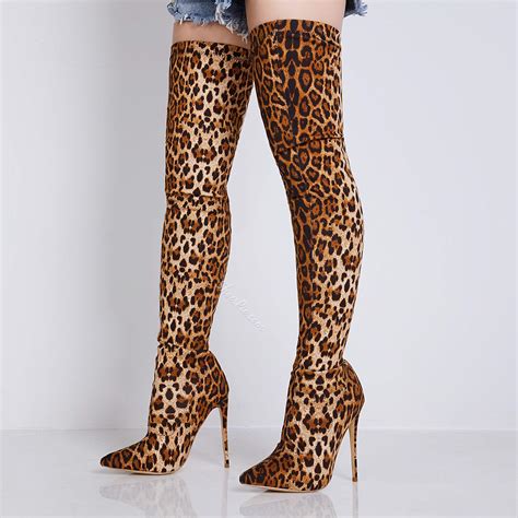 thigh high leopard boots