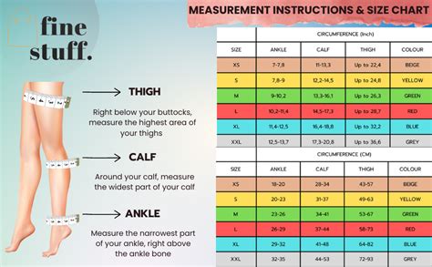 Thigh High Ted Hose Sizing Chart