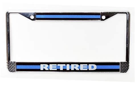 thin blue line retired license plate frame