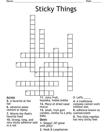 Sticky Things Picture Perfect Crossword