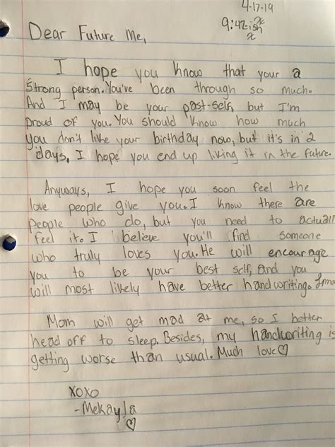 things to write in a letter to your future self