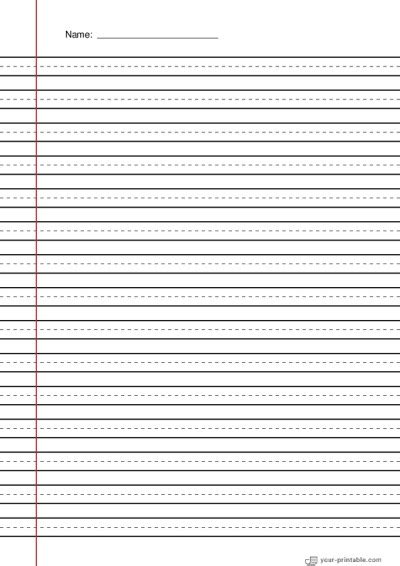 Third Grade Paper With A Dashed Line In The Middle