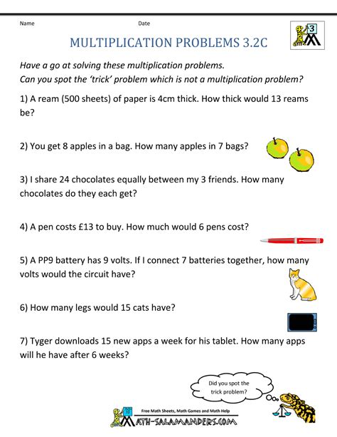 Third Grade Problem Solving Make A Table Printable