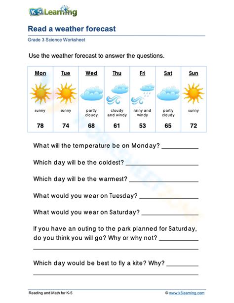 Third Grade Weather Test Printable