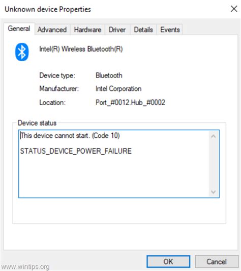 This Device Cannot Start. (Code 10)Status_Device_Power_Failure