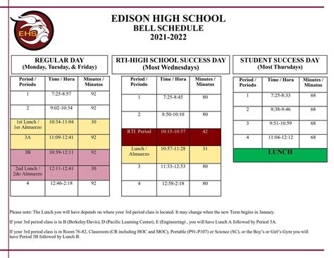thomas edison high school bell schedule