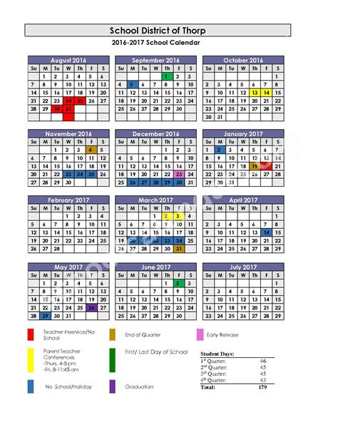 Thorp School District Calendar