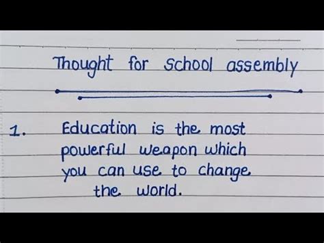 thought of the day with explanation for school assembly