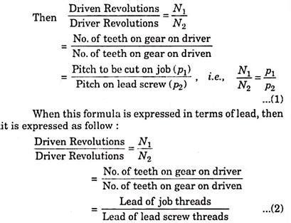 Thread Cutting On Lathe Calculation
