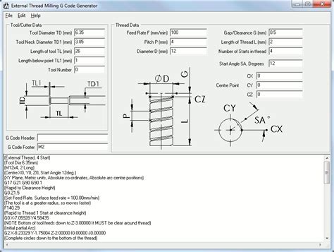 Thread Milling G Code Generator