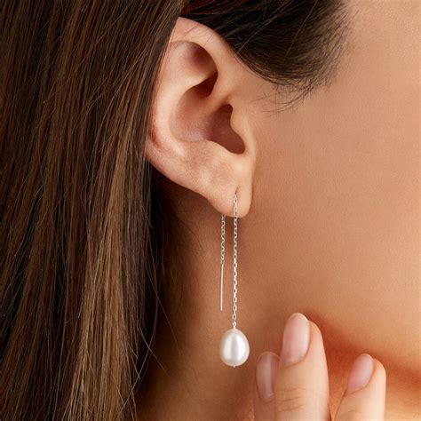 Threader Earrings Pearl