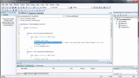 Threading C# Visual Studio
