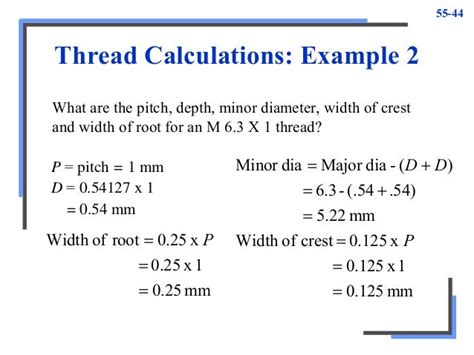 Threading Calculation Formula