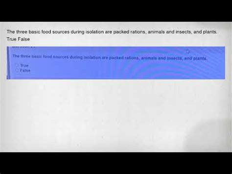 three basic food sources during isolation