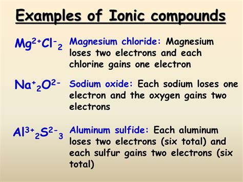 three examples of ionic compounds