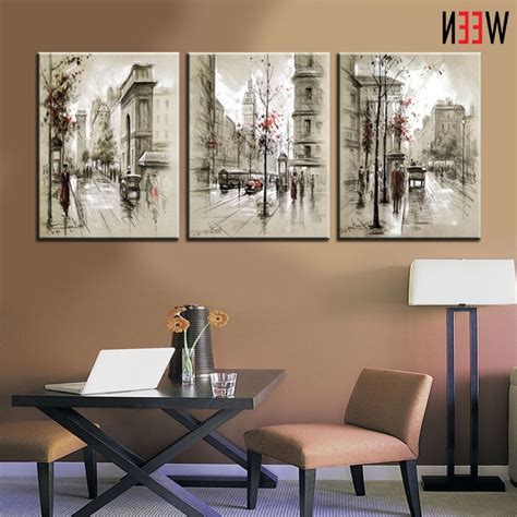 Three-Piece Canvas Art in a Bedroom