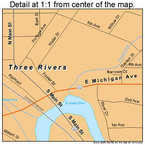 Three Rivers Mi Map