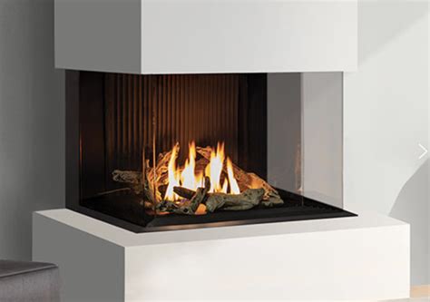 three sided fireplace gas