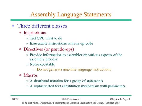 Three Types Of Assembly Language Statements