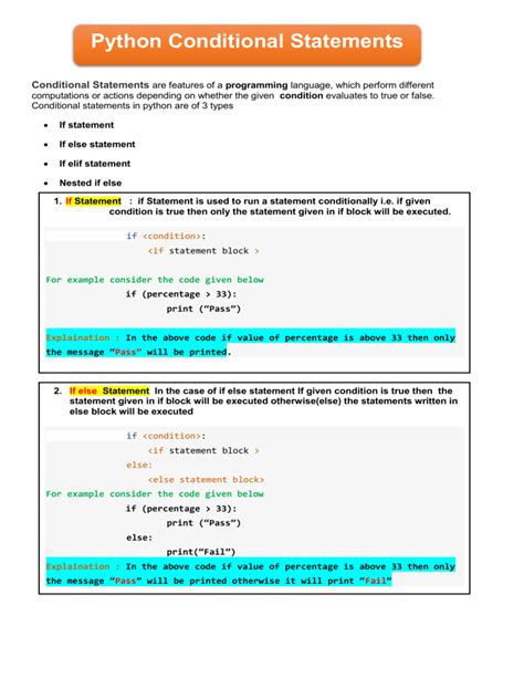 three types of conditional statements in python
