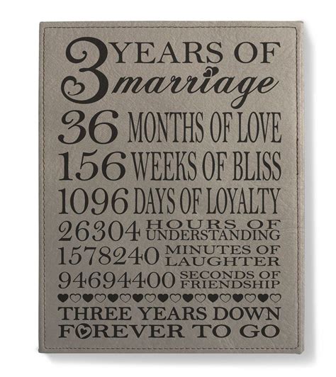 Personalised Time Print Leather 3rd Anniversary 3rd wedding