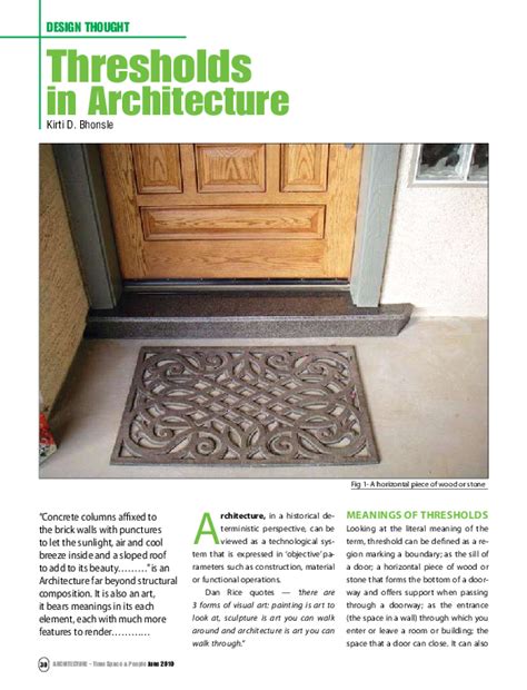 Thresholds In Architecture Book