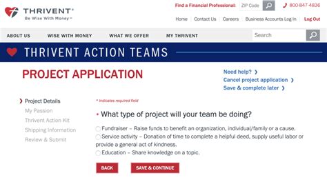 thrivent action teams application form