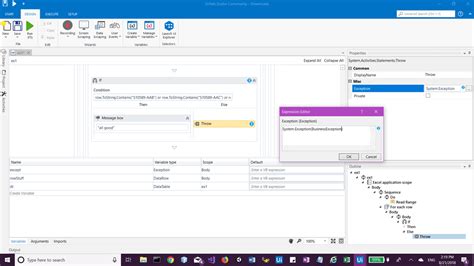 Throw Activity In Uipath Example
