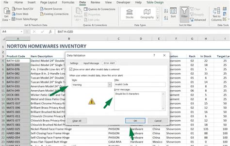 Throw Error Excel