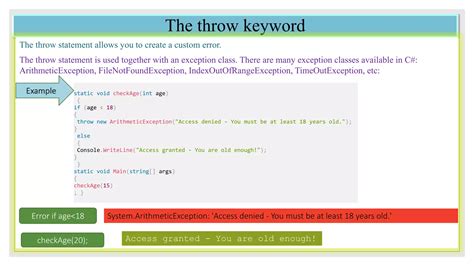 Throw Exception Class C#