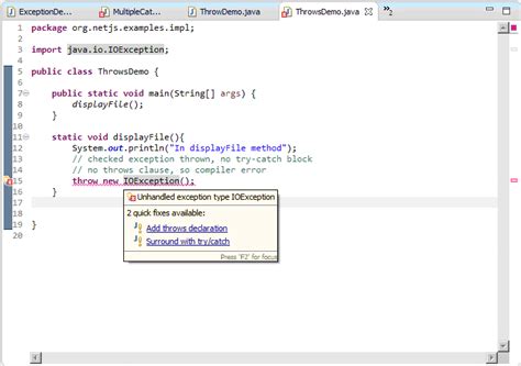 Throw General Exception In Java