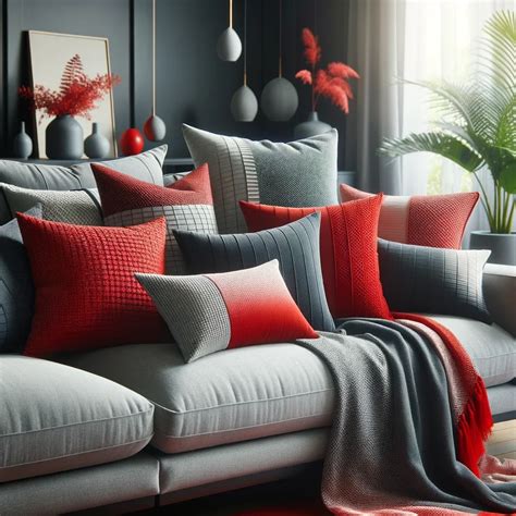 Throw Pillows Red And Gray