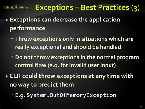 Throwing Exceptions Best Practices