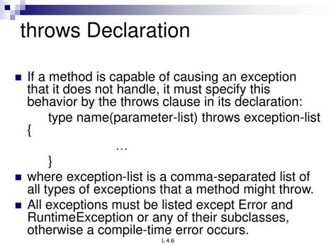 Throws Exception Declaration
