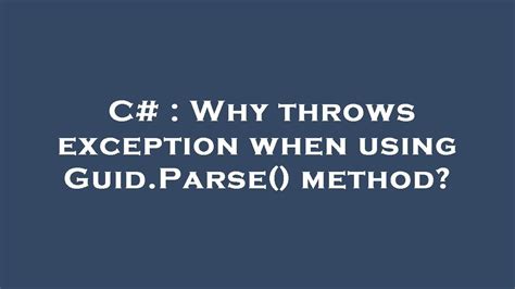Throws Exception In Method C