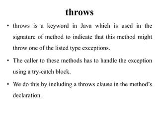 Throws In Method Signature