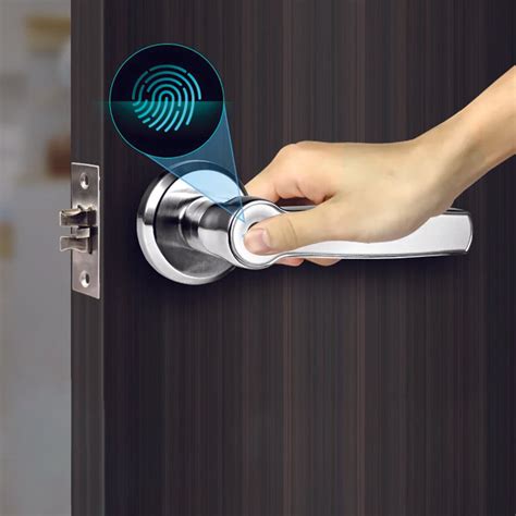 Smart Biometric Thumbprint Room Door Locks / Electronic Front Black