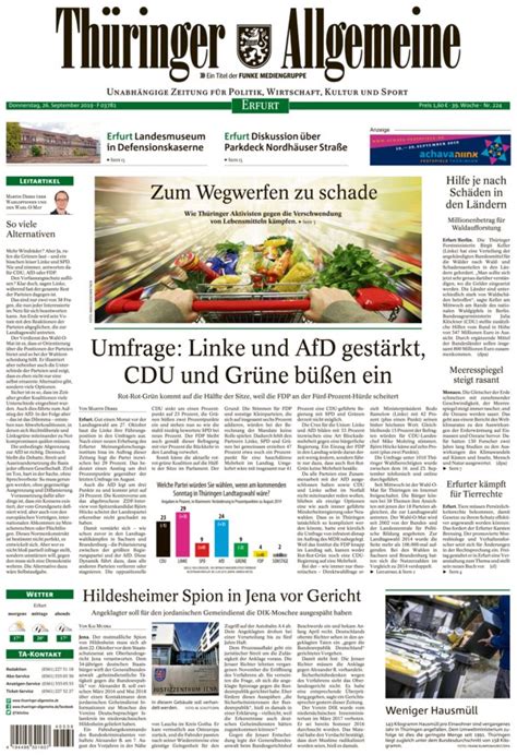 Thüringer Allgemeine vom 18.06.2020 als ePaper im iKiosk