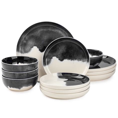 Thyme & Table Dinnerware 12-Piece Set Light Gray Drip