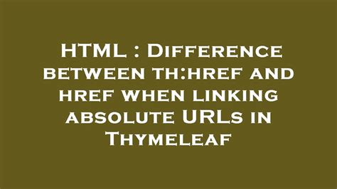Thymeleaf Href