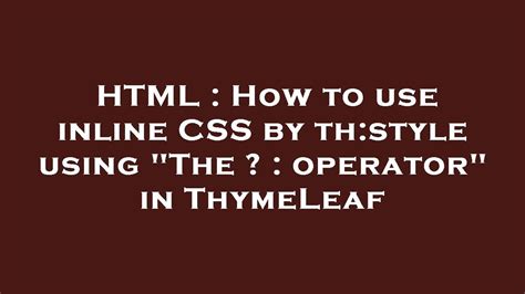 Thymeleaf Inline Css