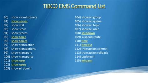 Tibco Bwadmin Commands