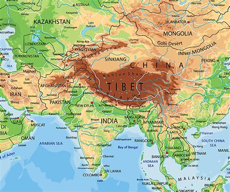 tibetan plateau on map