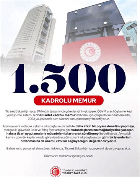 ticaret bakanlığı 1500 personel alımı