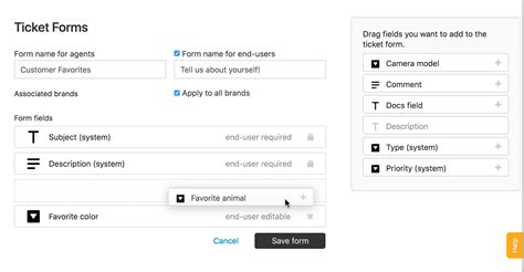 Ticket Form Zendesk Support