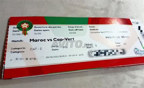ticket maroc vs cap vert