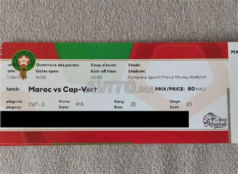 ticket match maroc cap vert